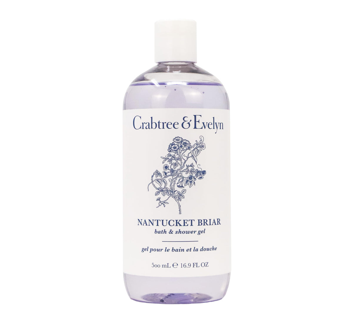 Crabtree & Evelyn Nantucket Briar bath and shower gel bottle with luxurious floral scent and moisturizing lather.