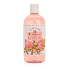 Crabtree & Evelyn Rosewater bath gel bottle for gentle cleansing and spa-like fragrance.