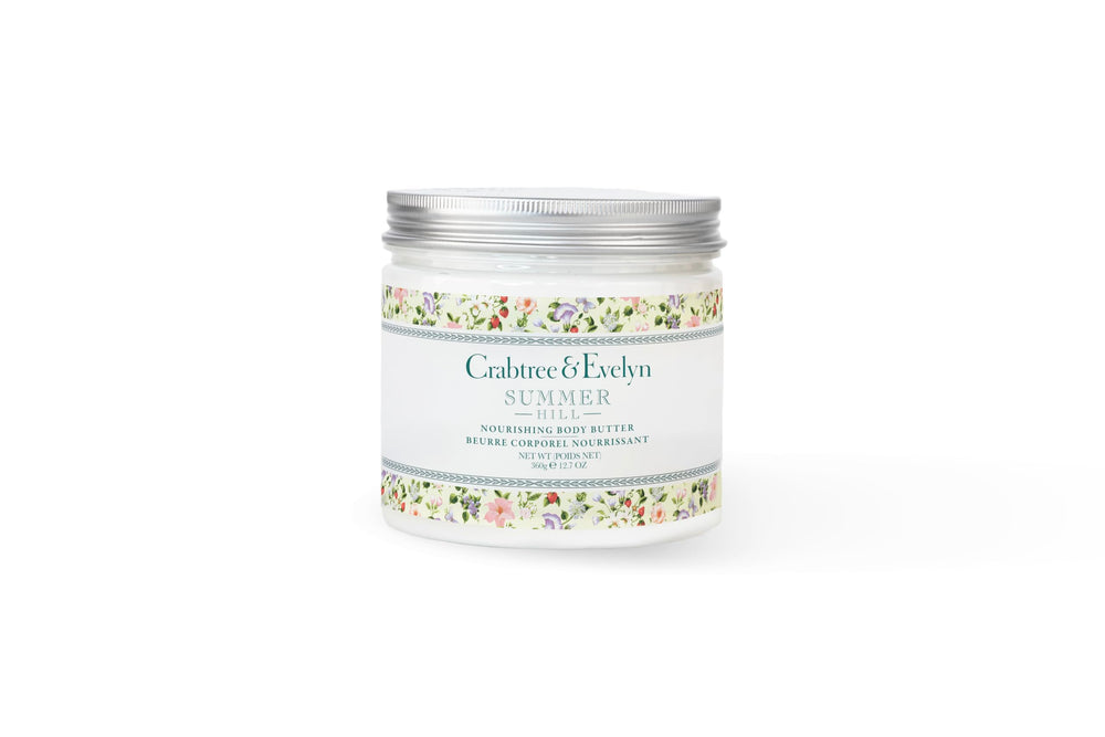 Crabtree & Evelyn Summer Hill Body Butter jar providing rich hydration for dry skin