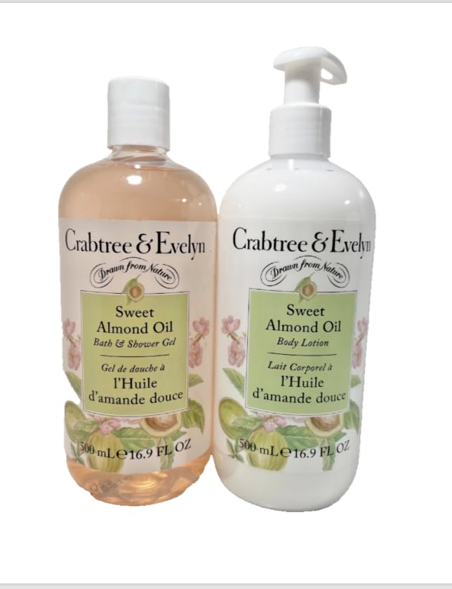 Crabtree & Evelyn Sweet Almond Oil body lotion application for soft, refreshed skin.