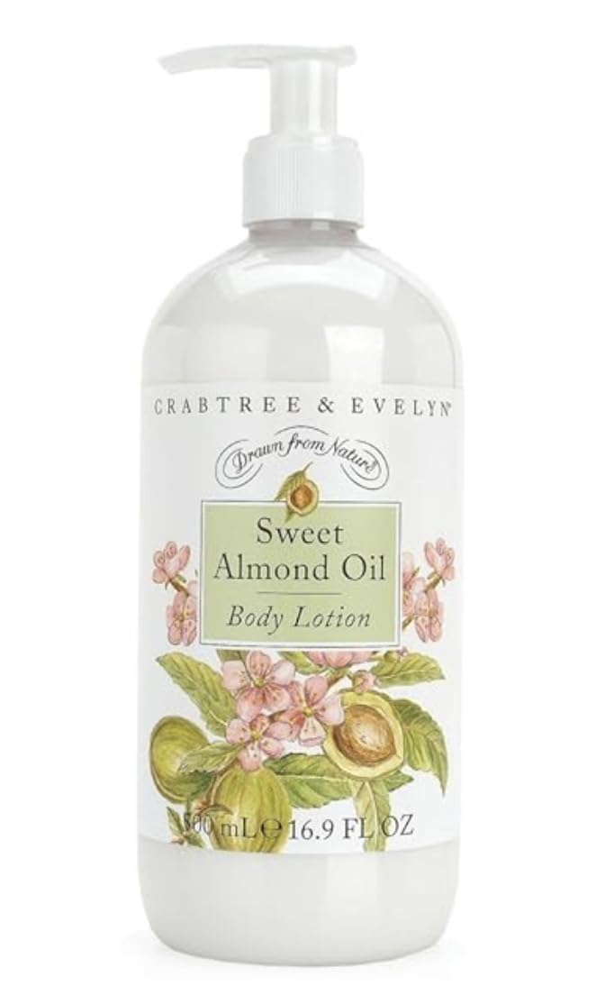 Crabtree & Evelyn Sweet Almond Oil body lotion tube ready for daily hydration.