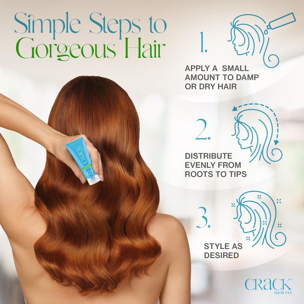 Crack Hair Fix humidity defense reducing frizz for hours.