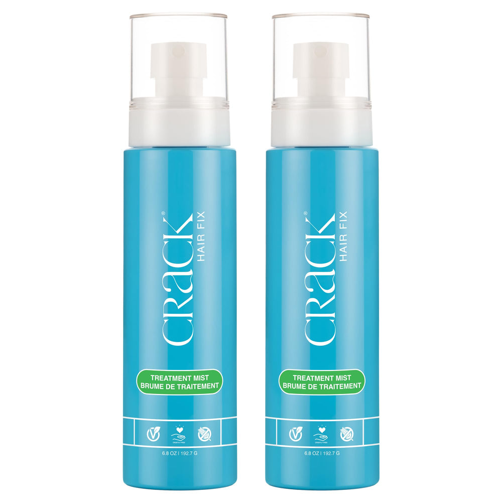 Crack Hair Fix Mist Spray bottle applying moisture to dry strands for shine