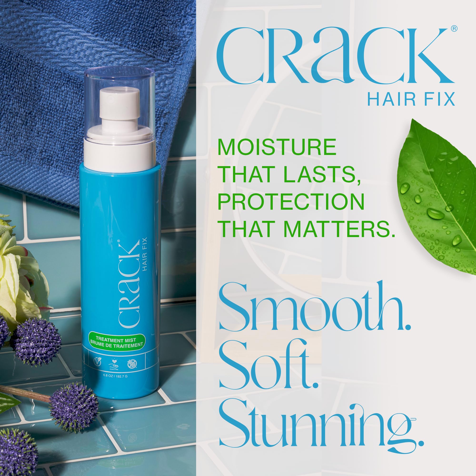 Crack Hair Fix Mist Spray misting to protect from heat during styling