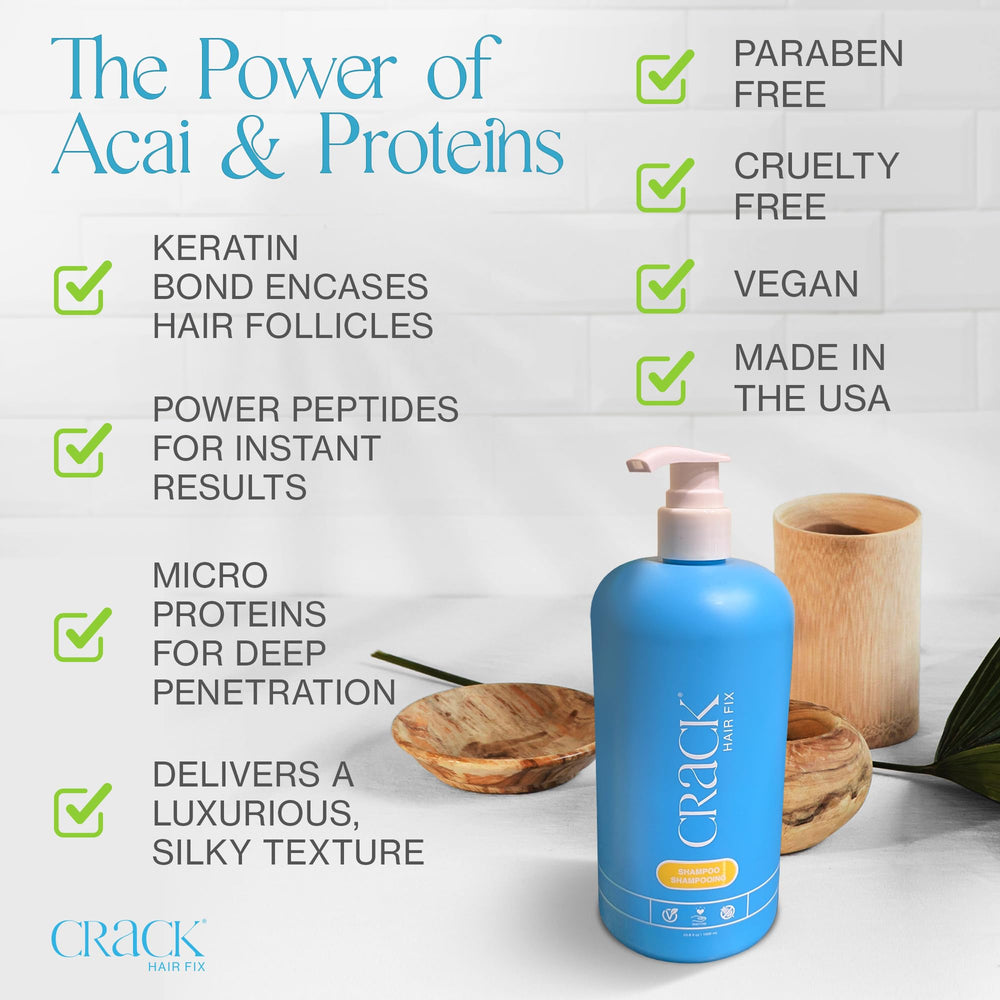 Crack Hair Fix Shampoo vegan formula image emphasizes cruelty-free, clean beauty.