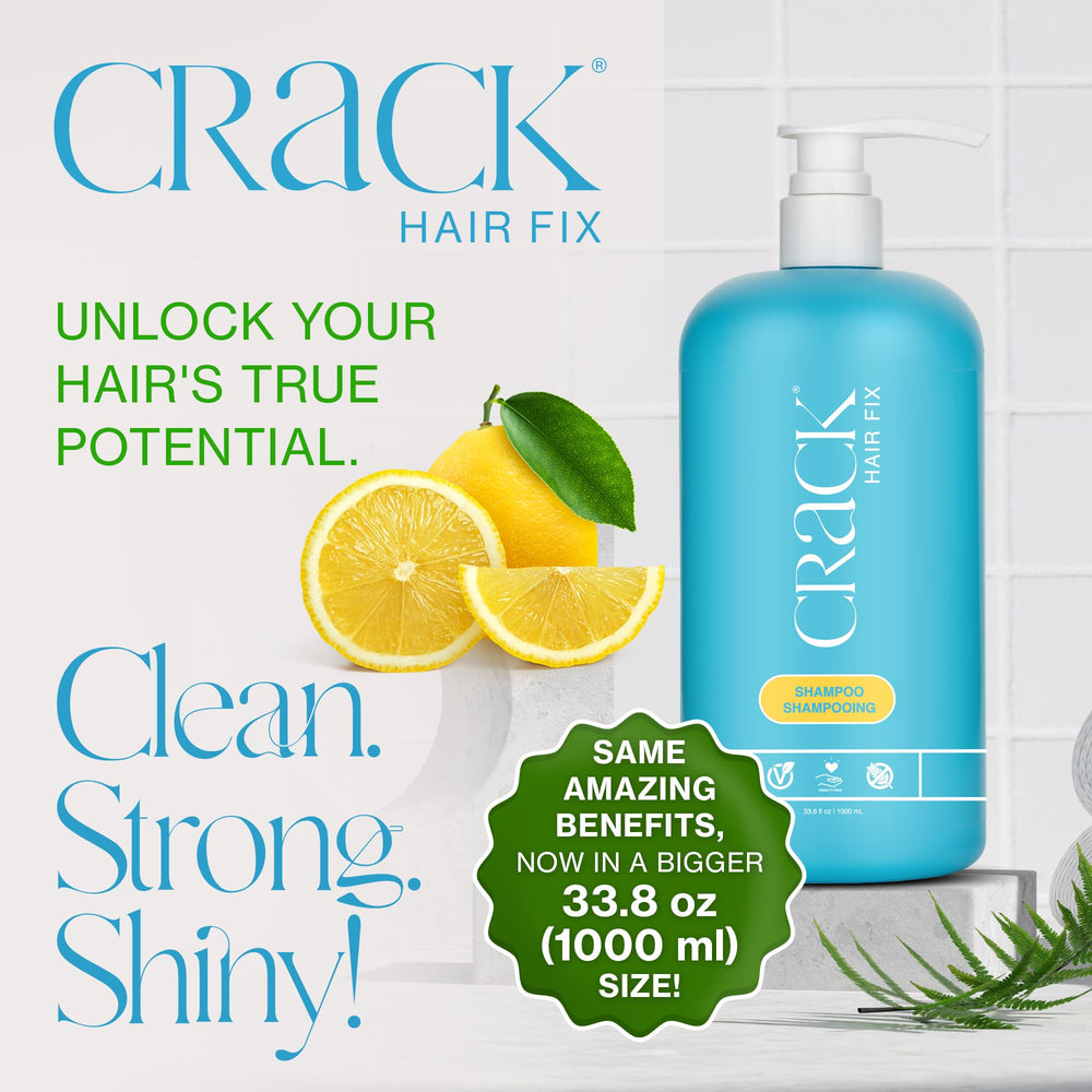 Crack Hair Fix Shampoo rich-lather bottle showing foamy texture for gentle cleansing.