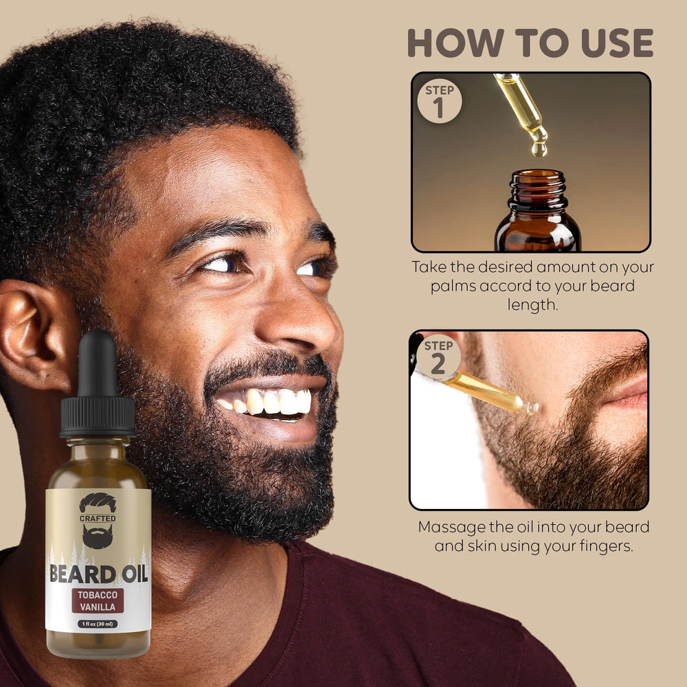 Crafted Beards daily-use application scene shows quick absorption and no residue.