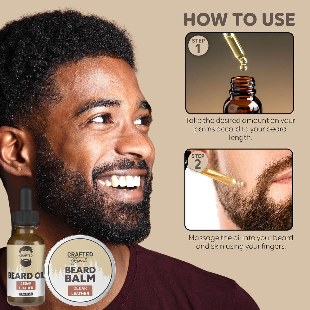 Gift-packaging from Crafted Beards signals premium cedarwood scent appeal.