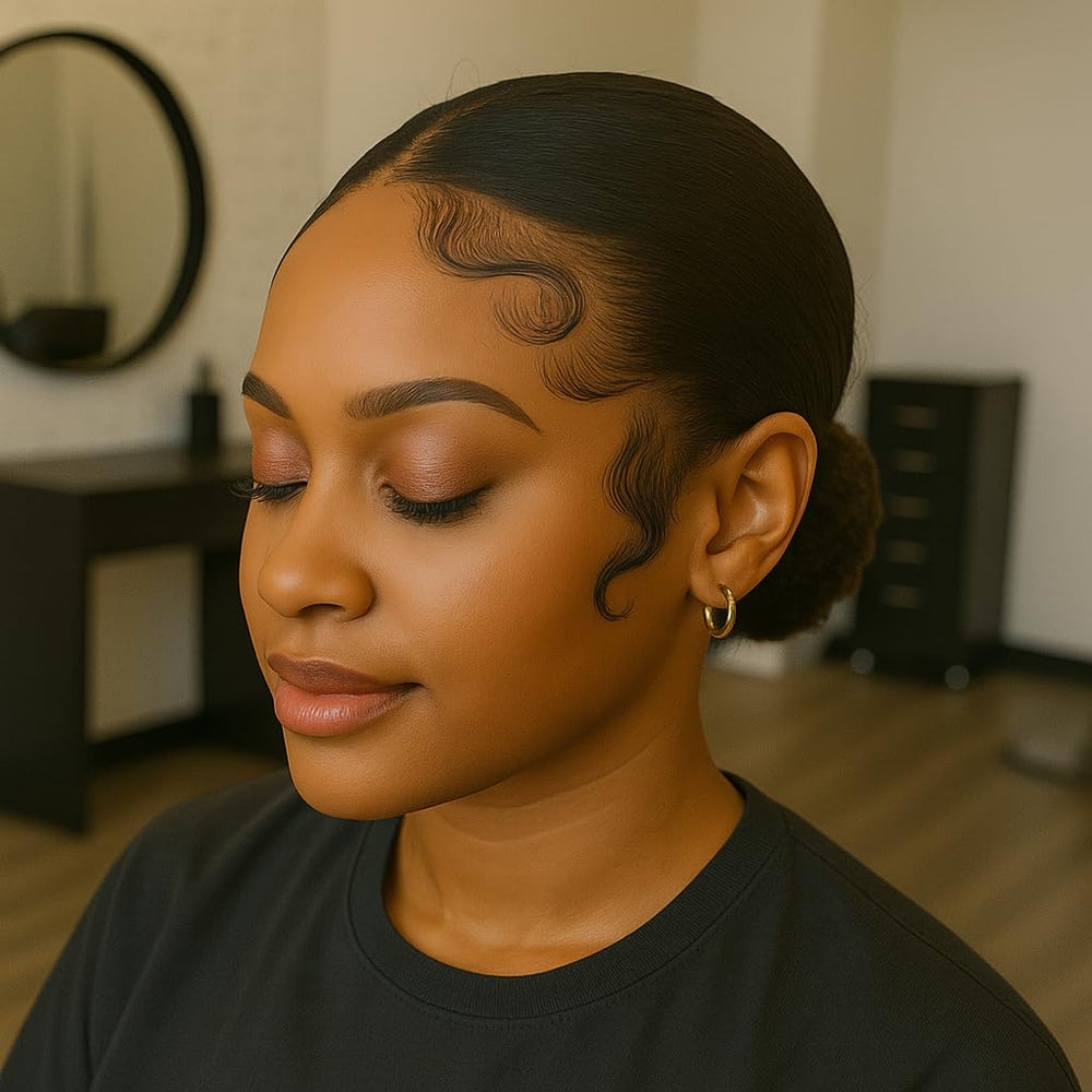 Crasiva Edge Control Gel on twists delivering sleek finish and crisp lines.