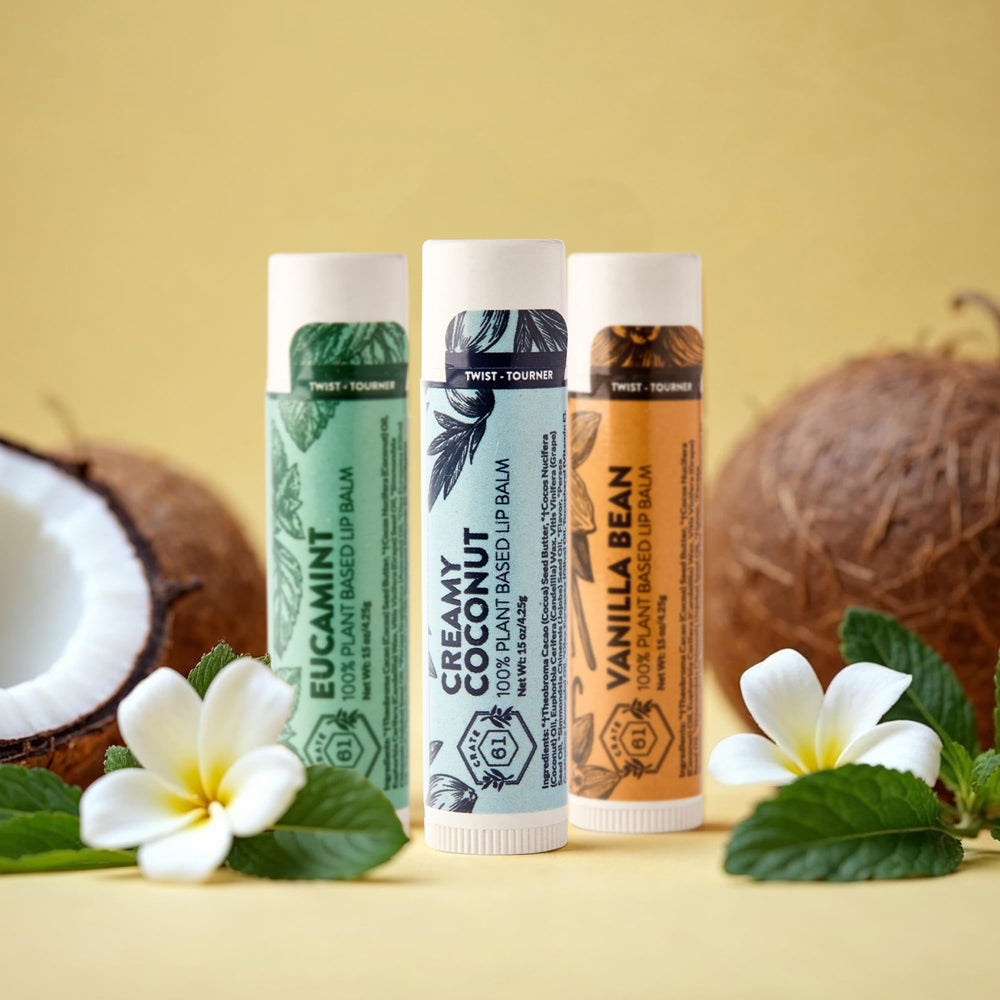 Crate 61 Lip Balm silky application image demonstrates smooth, comfortable lip coverage.