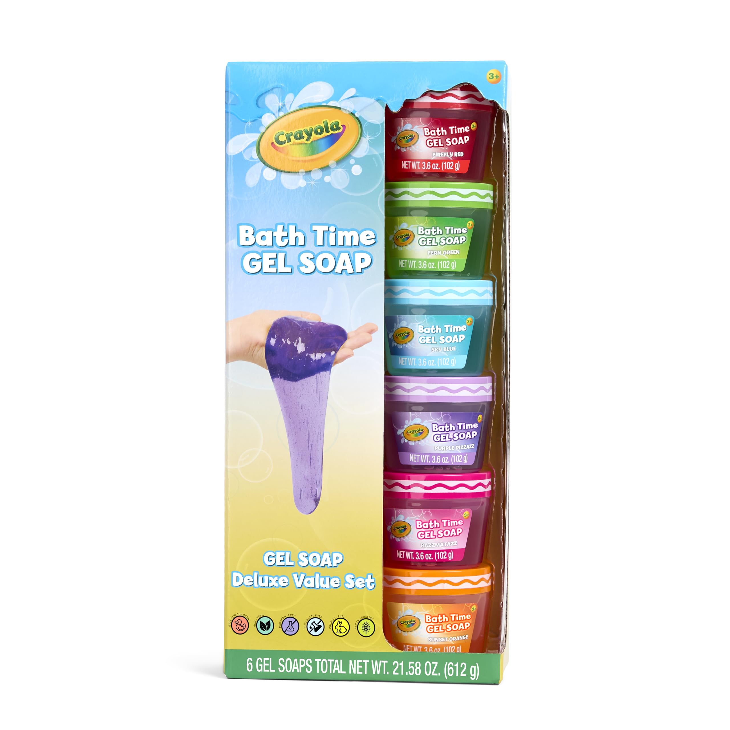 Crayola Bath Time Slime bottle highlights colorful, playful cleansing for kids.