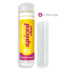 Crazy Rumors Biggie Spiced Chai lip balm ingredients: shea and jojoba nourish lips