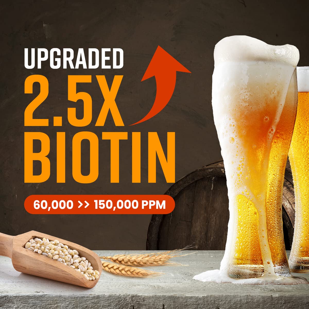 Crazy Skin Beer Shampoo bottle close-up highlighting beer yeast extract and biotin.
