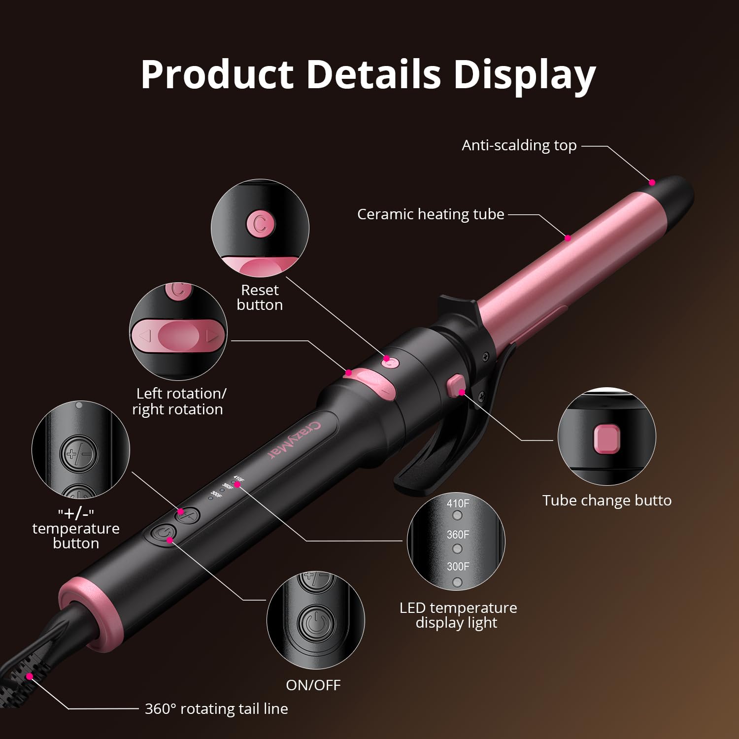 CrazyMar heat-control detangling comb supports gentle, precise styling