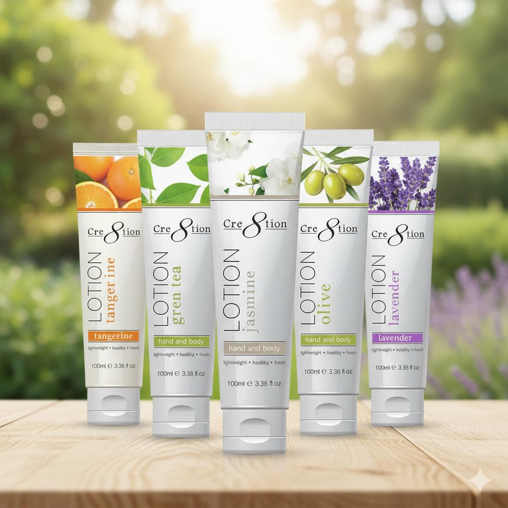 Cre8tion sample pack bottle collection featuring travel-friendly 100 ml bottles.