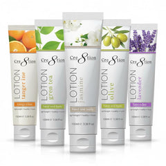 Cre8tion sample pack front view shows five scents for versatile skincare.