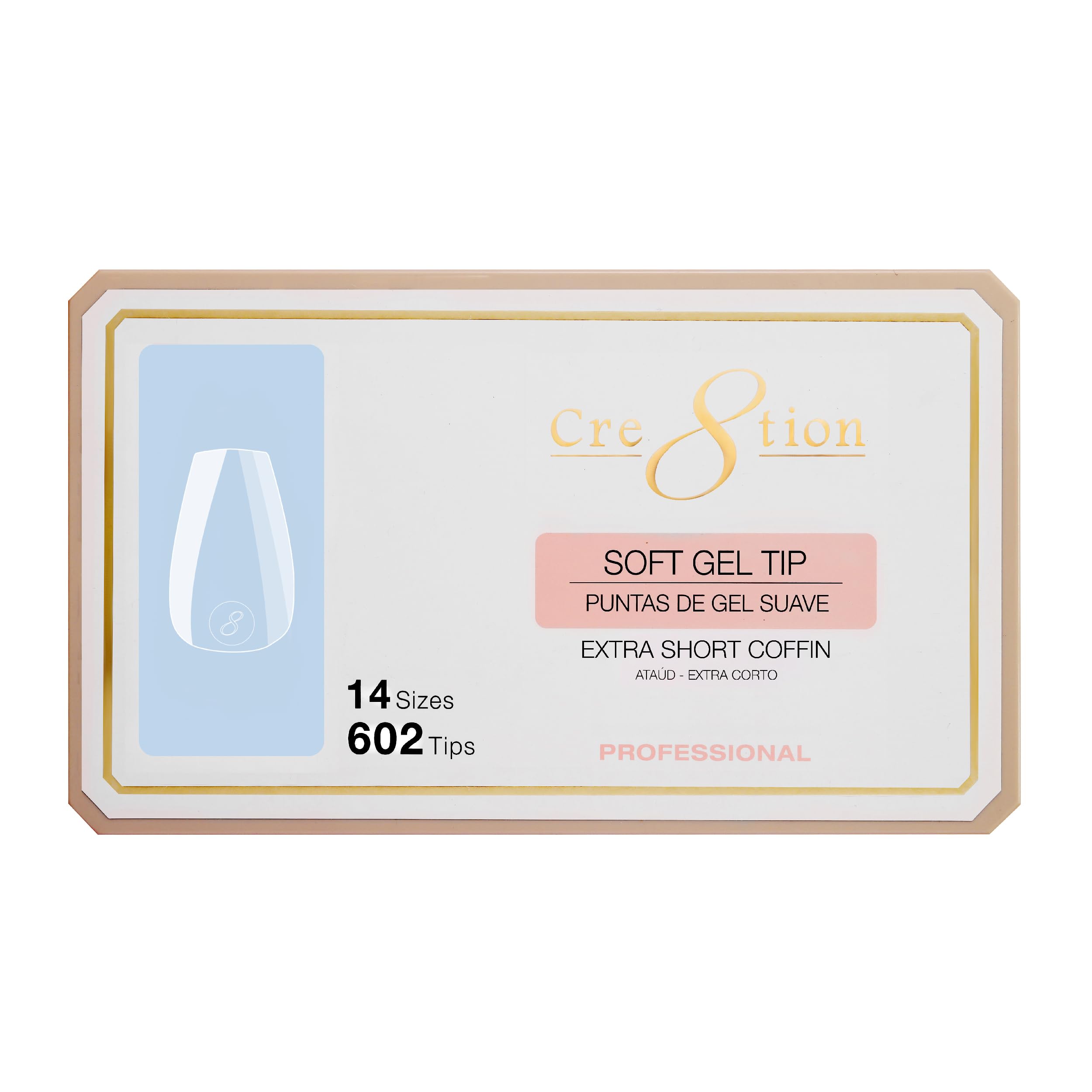 Cre8tion soft gel nail tips coffin 602 collection for professional extensions.