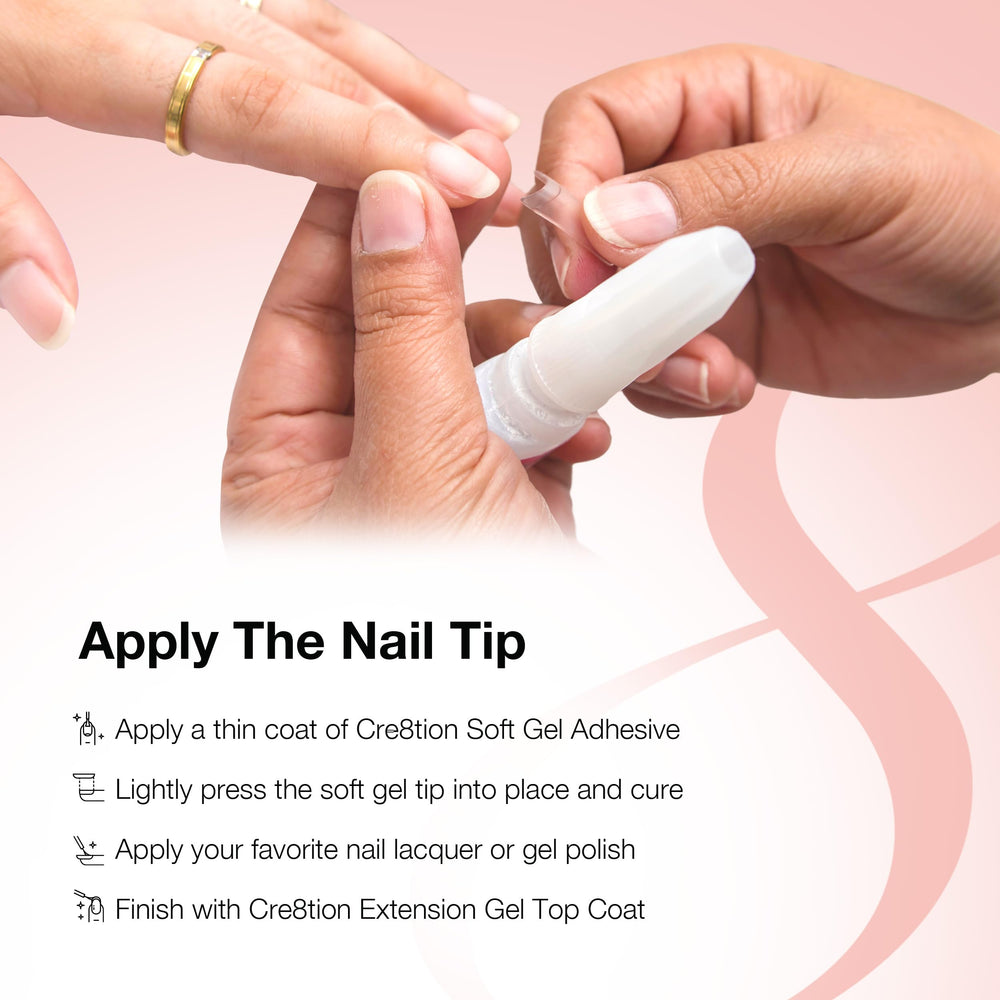 Cre8tion coffin tips shape close-up showcases premium soft gel durability.