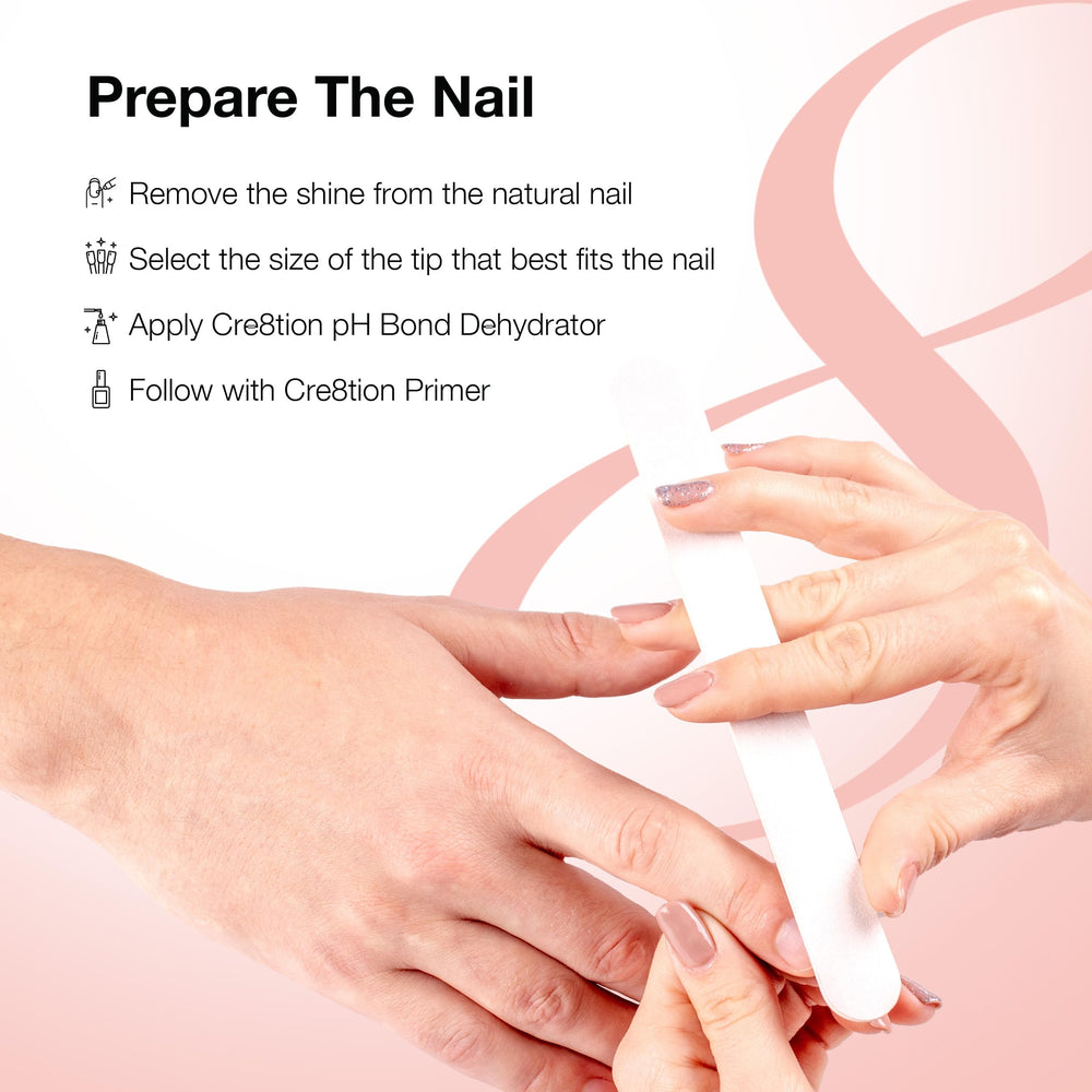 Cre8tion coffin tips 01 size for tailored nail enhancements.