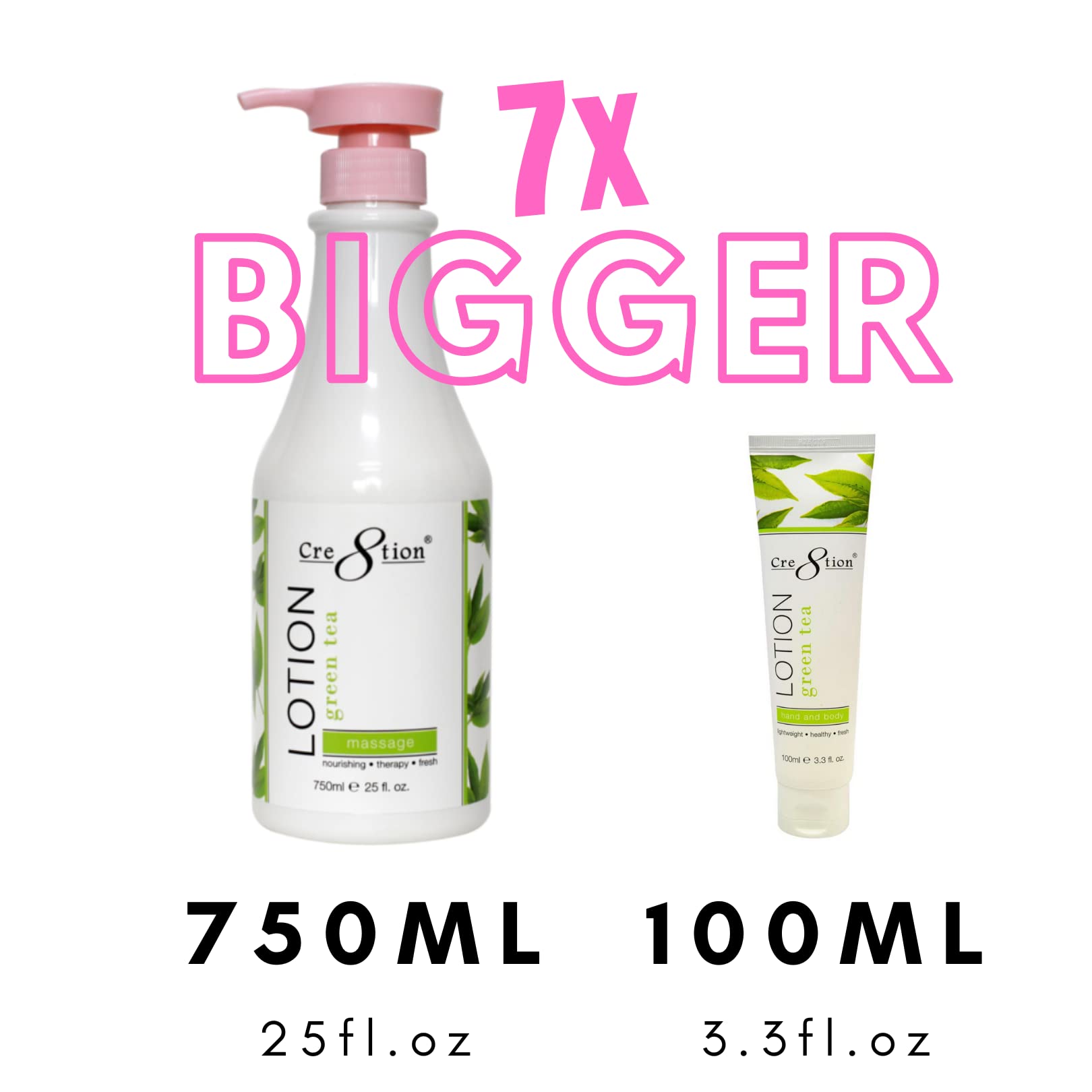 Cre8tion Spa Hand and Body Lotion pump dispenser enables easy, mess-free application.