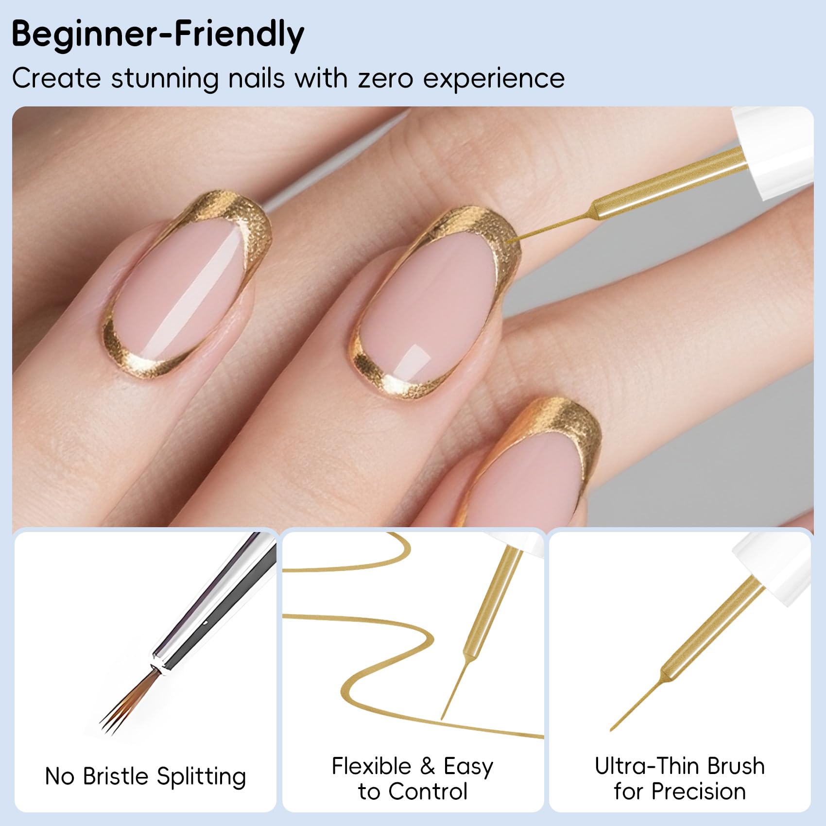 Creaglam Gold Gel Liner provides a smooth, shimmery finish on any base.