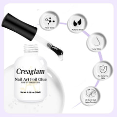 Creaglam LED lamp cure for quick and efficient nail foil application.