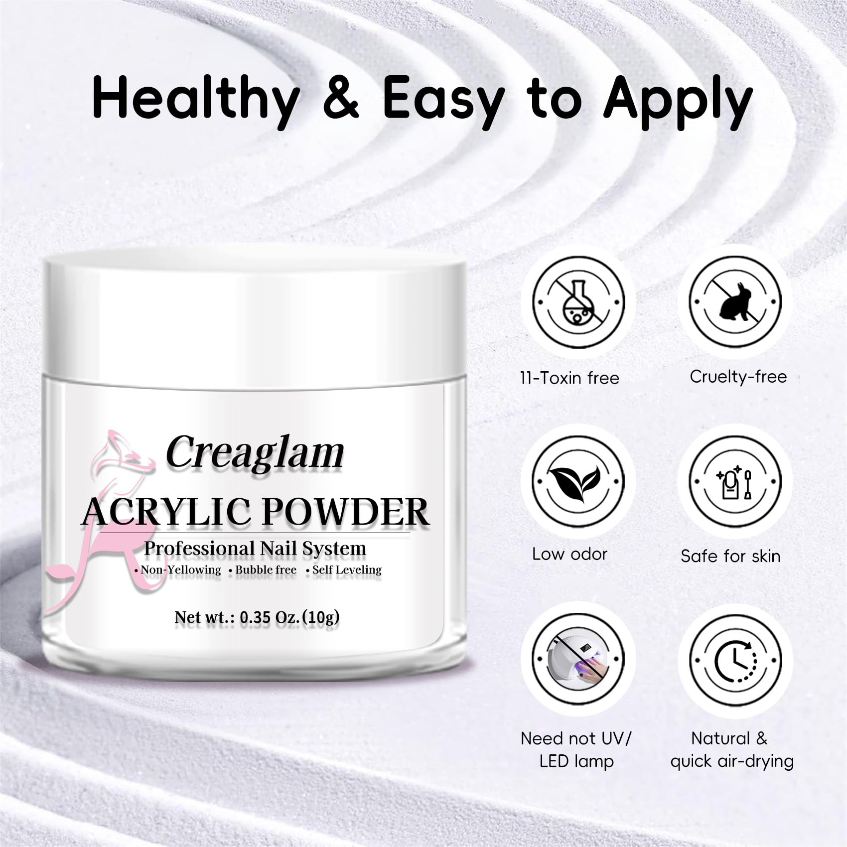 Creaglam no-lamp-needed application for easy, bubble-free results