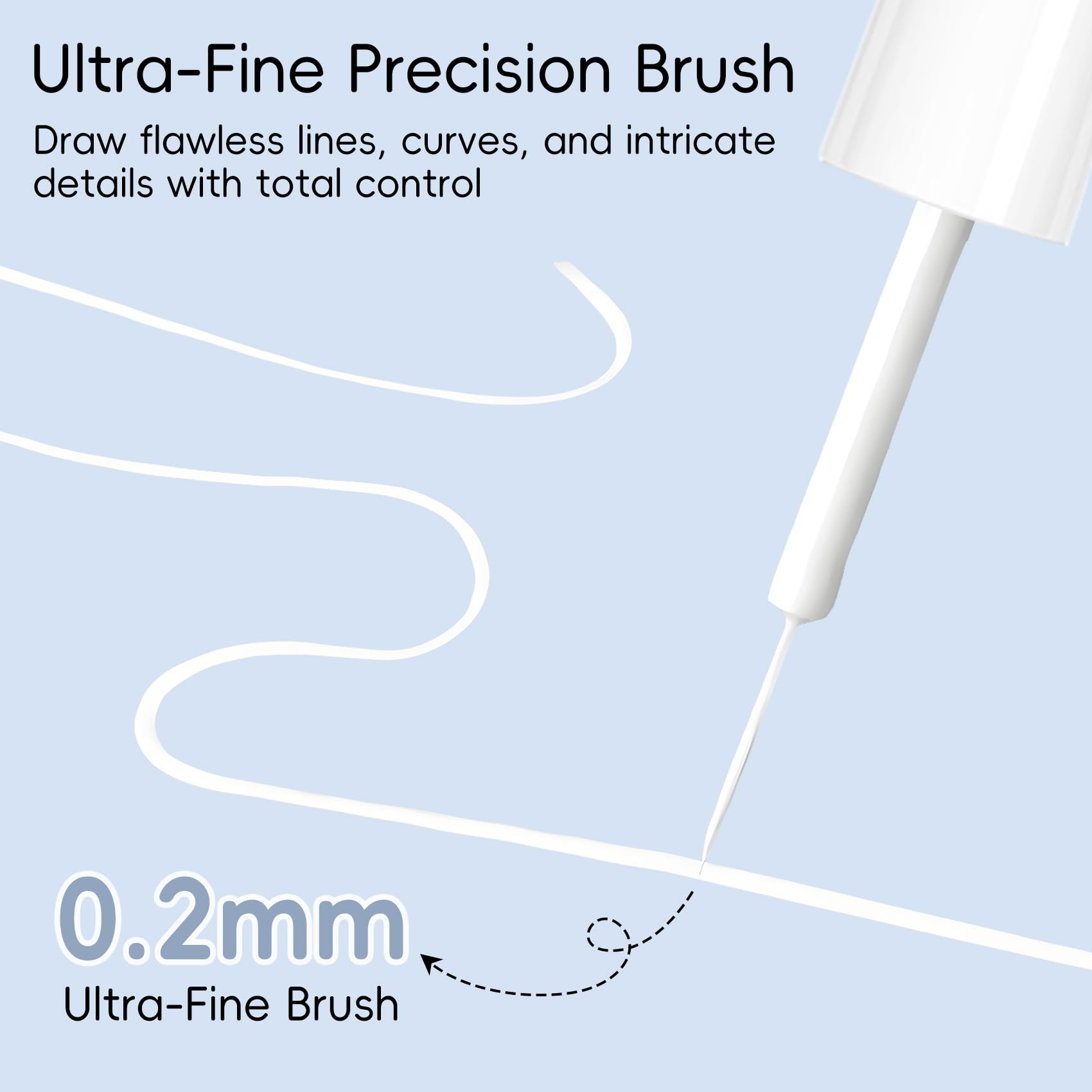 Creaglam White Gel Liner provides opaque white coverage on any nail length.