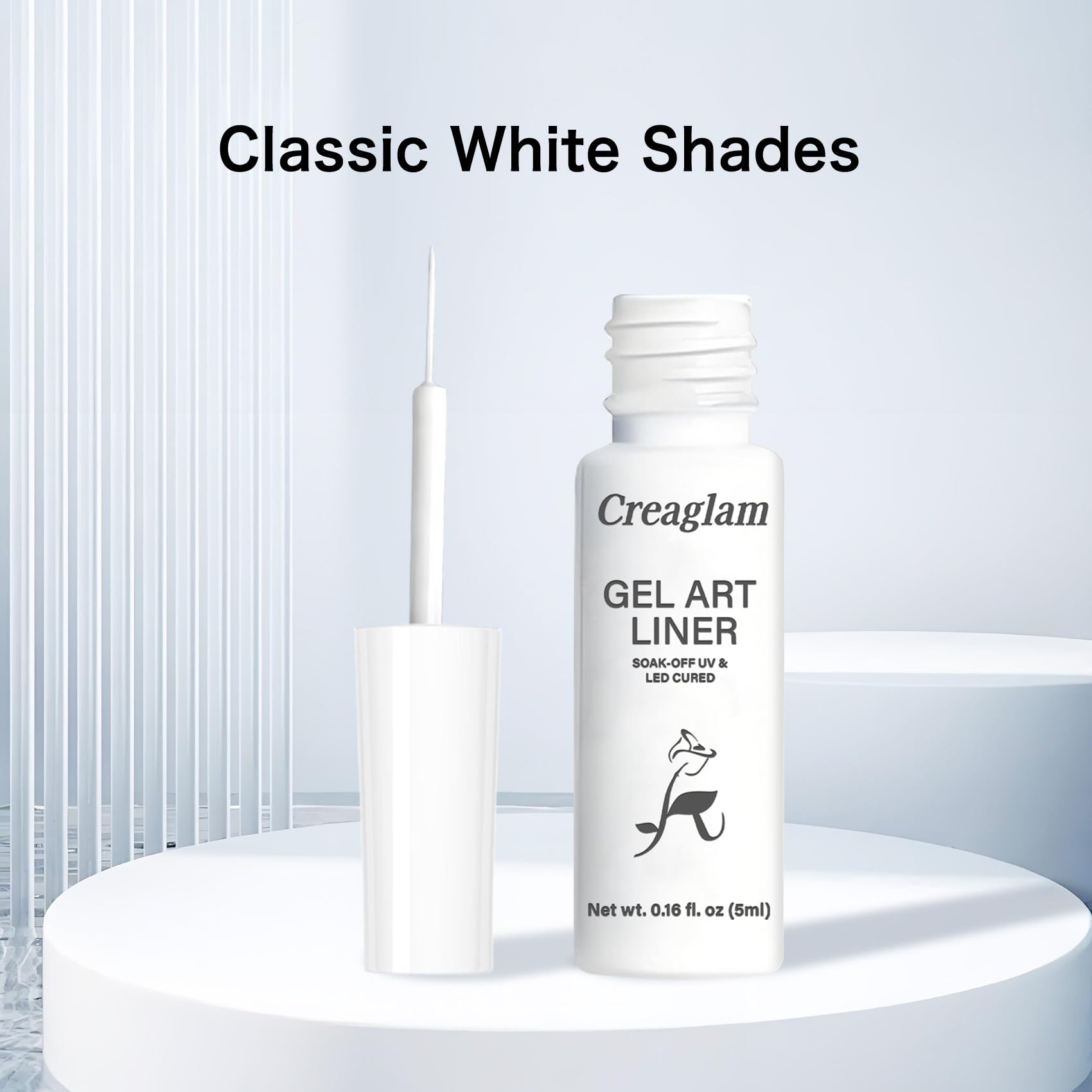 Creaglam White Gel Liner delivers streak-free lines for clean detailing.