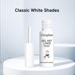Creaglam White Gel Liner delivers streak-free lines for clean detailing.