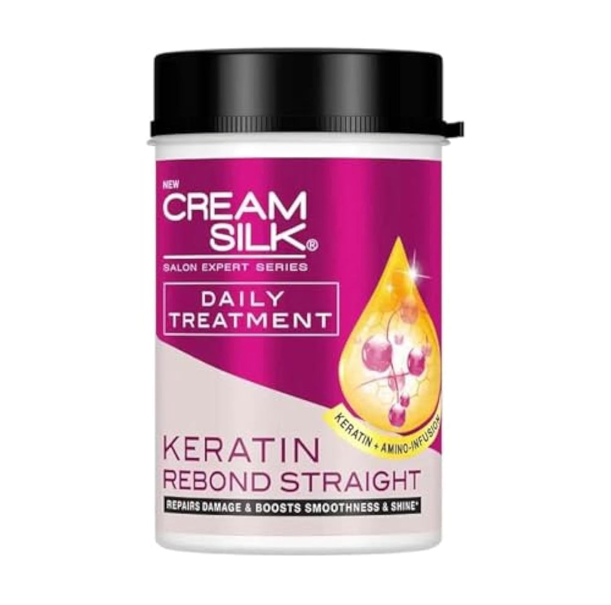 Cream Silk Daily Treatment Keratin Rebond Straight bottle pour for smooth, glossy hair