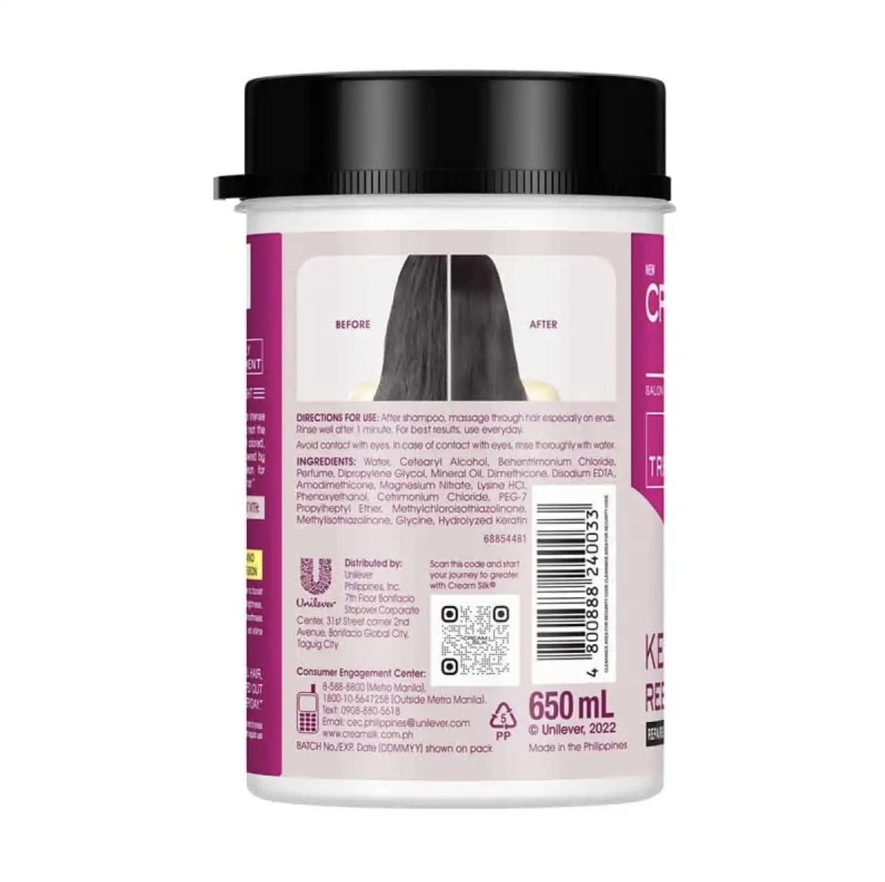 Cream Silk Daily Treatment Keratin Rebond Straight after-use hair glow with frizz control
