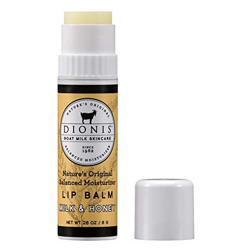 Dionis goat milk lip balm with honey scent in a 0.28 oz tin for hydration and smooth lips
