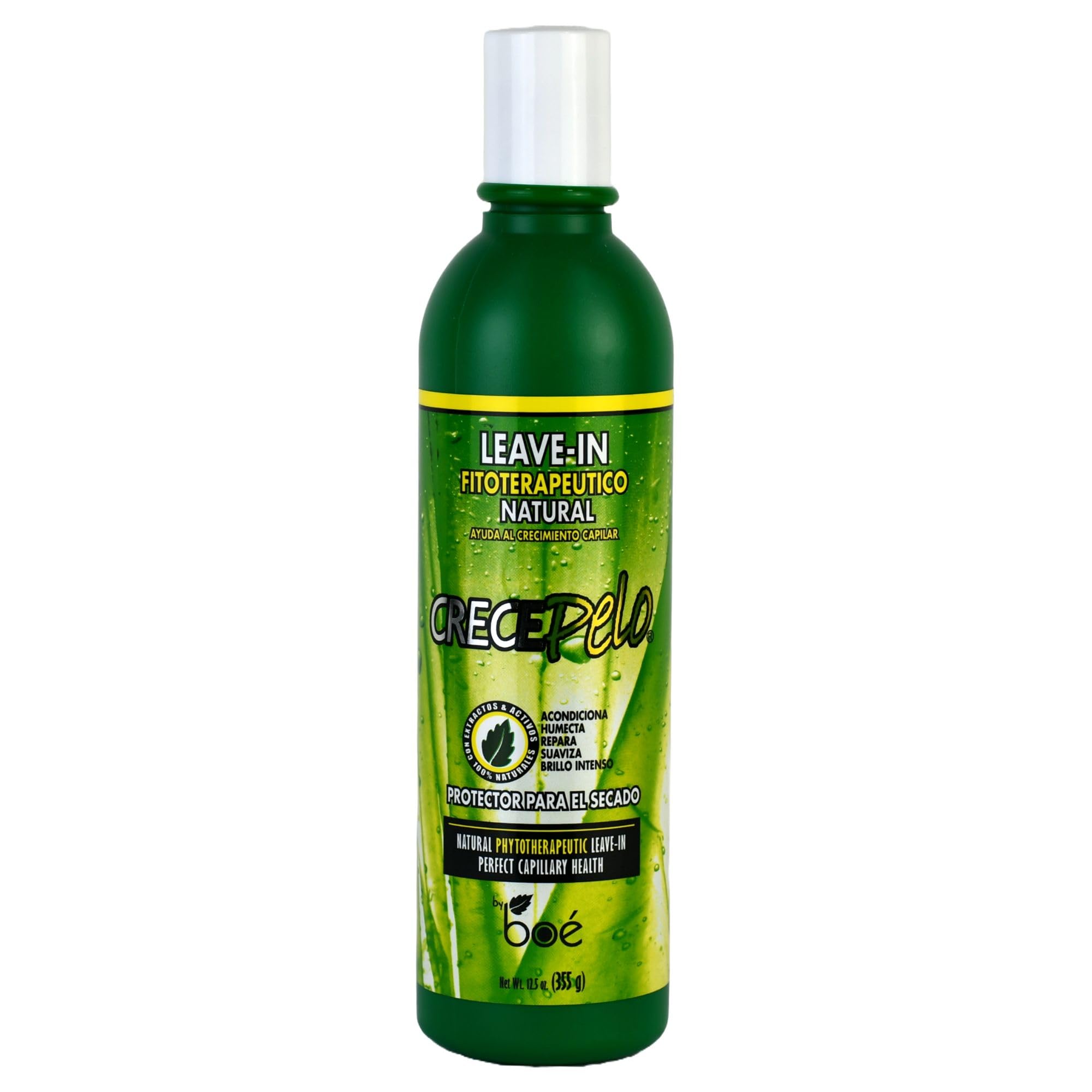Crece Pelo leave-in bottle ready for daily conditioning and protection.