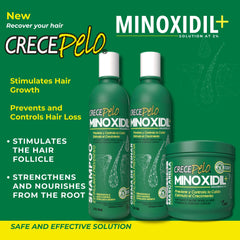 Crece Pelo Minoxidil Leave-In Cream texture swatch shows quick-absorbing formula for easy styling.