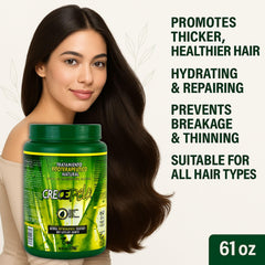 Crece Pelo bottle demonstrates shine enhancement and frizz control.