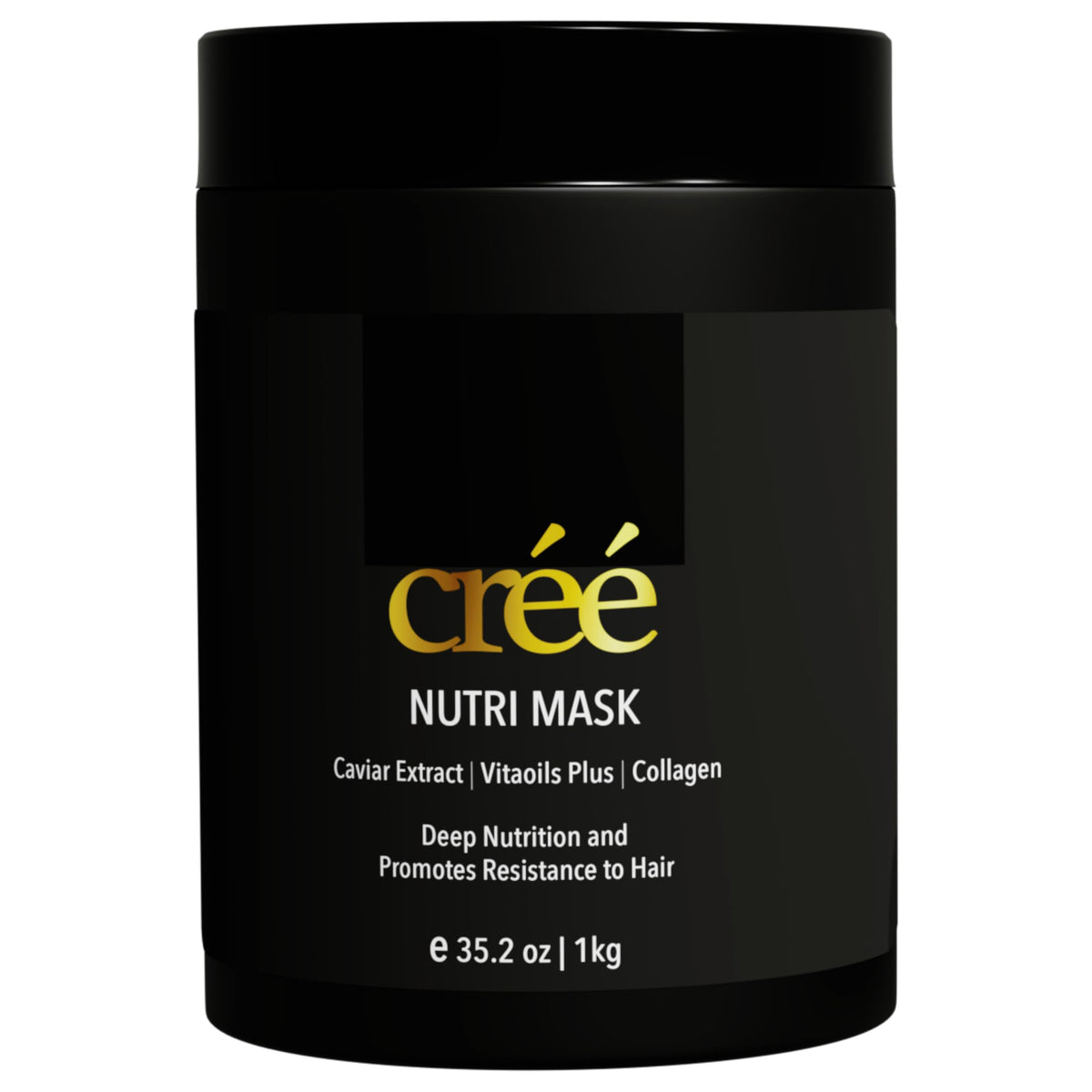 Créé Cree Nutri Mask caviar extract bottle nourishes hair softly.