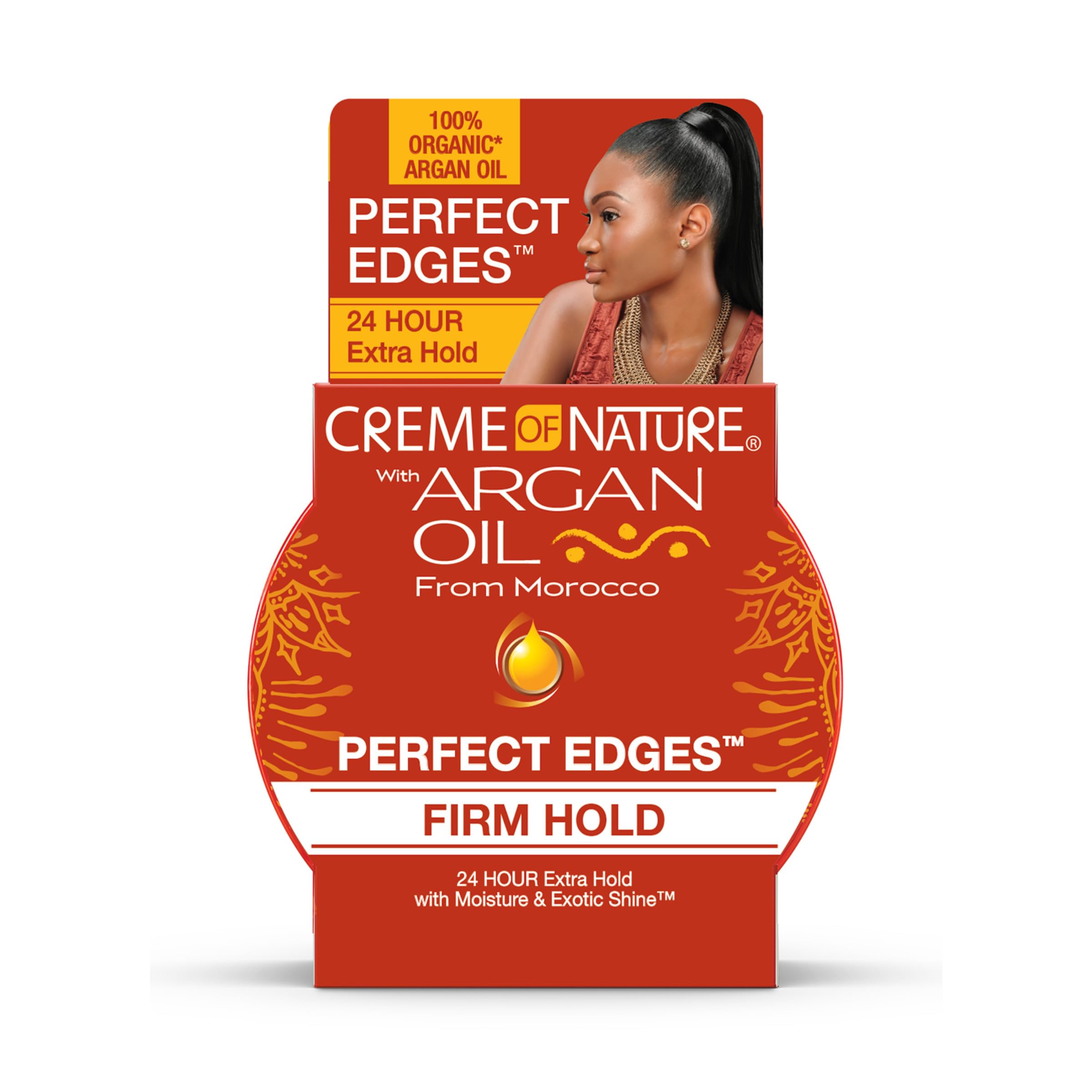 Creme of Nature Perfect Edges Firm Hold bottle shows long-lasting edge control and shine