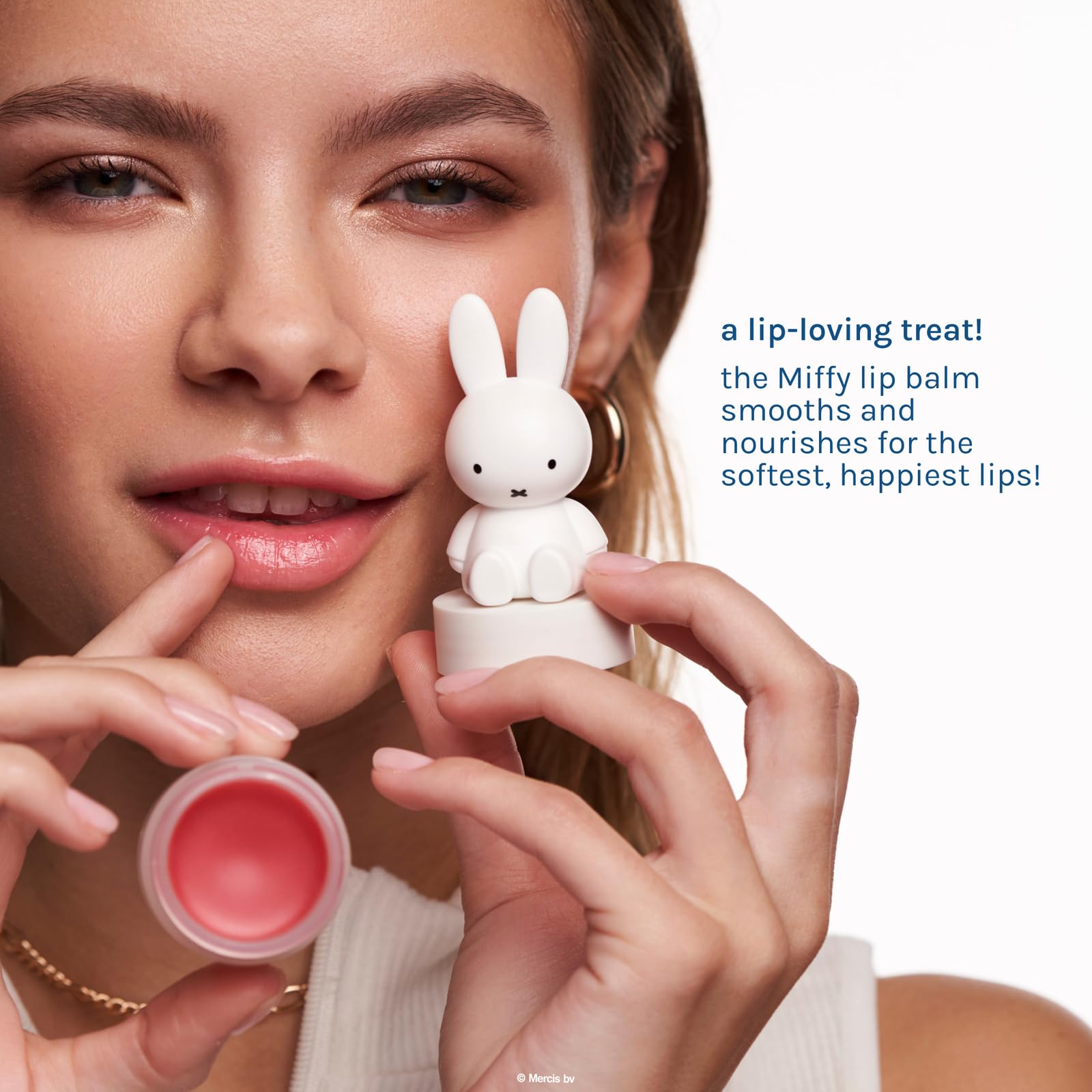 Close-up of The Crème Shop Miffy balm texture for even coverage.