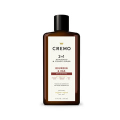 Cremo Bourbon & Oak 2-in-1 bottle ready for daily cleansing and moisturizing.
