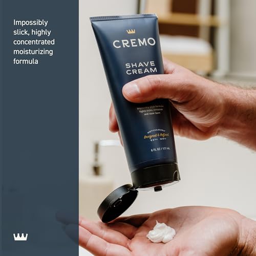 Cremo Palo Santo Shave Cream application image demonstrates razor glide.
