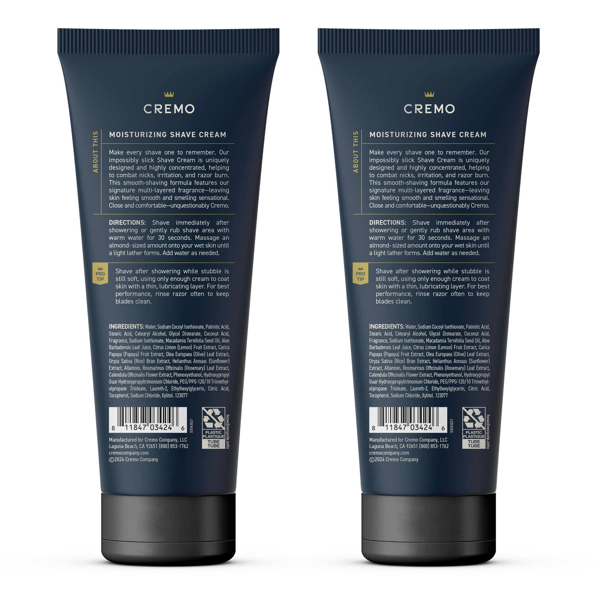 Cremo Palo Santo Shave Cream pack on bathroom counter for easy access.