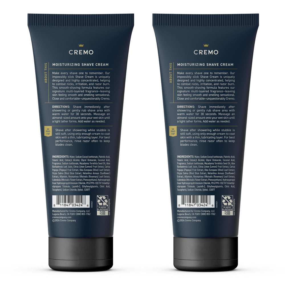 Cremo Palo Santo Shave Cream pack on bathroom counter for easy access.