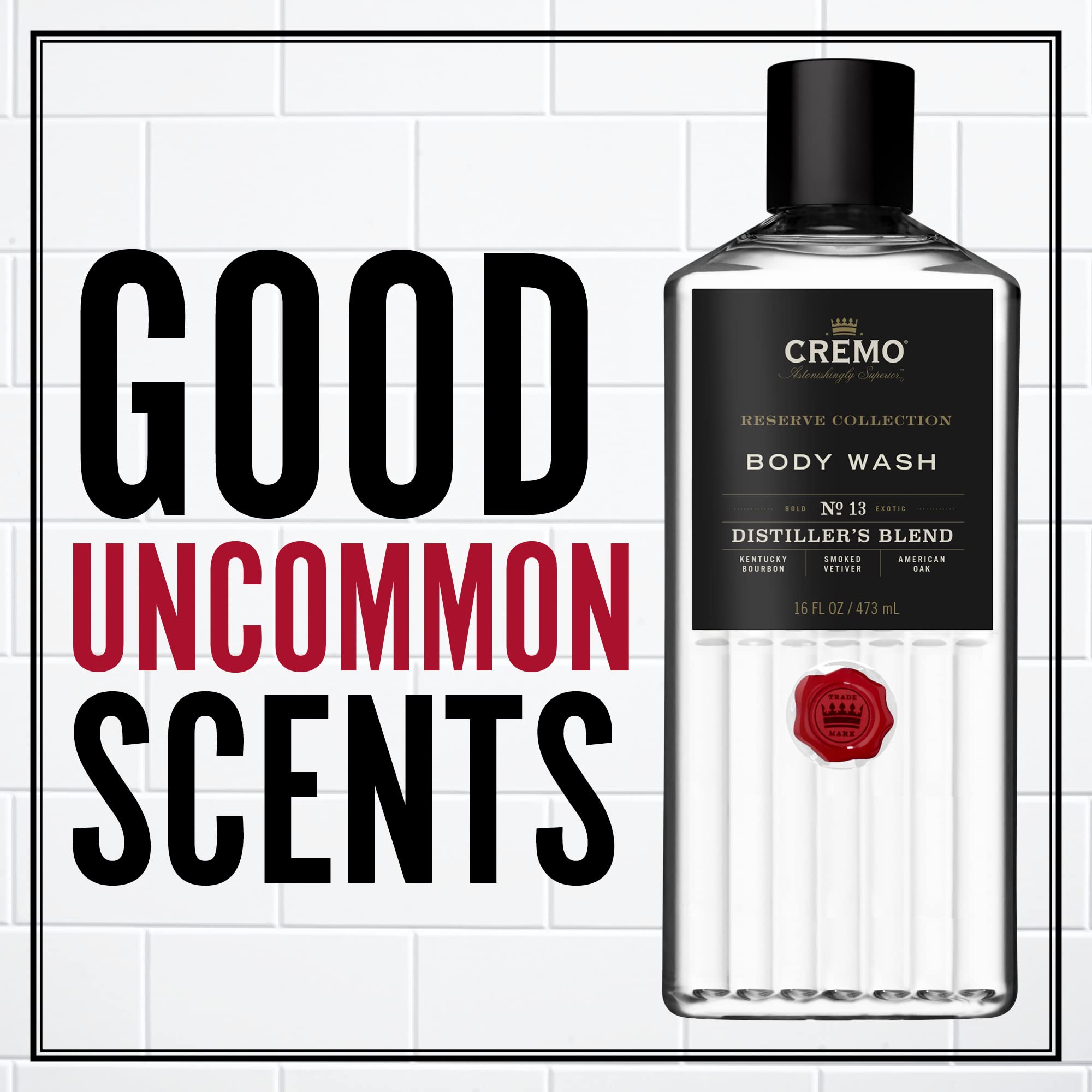 Cremo Reserve Distiller’s Blend label close-up for premium scent profile.
