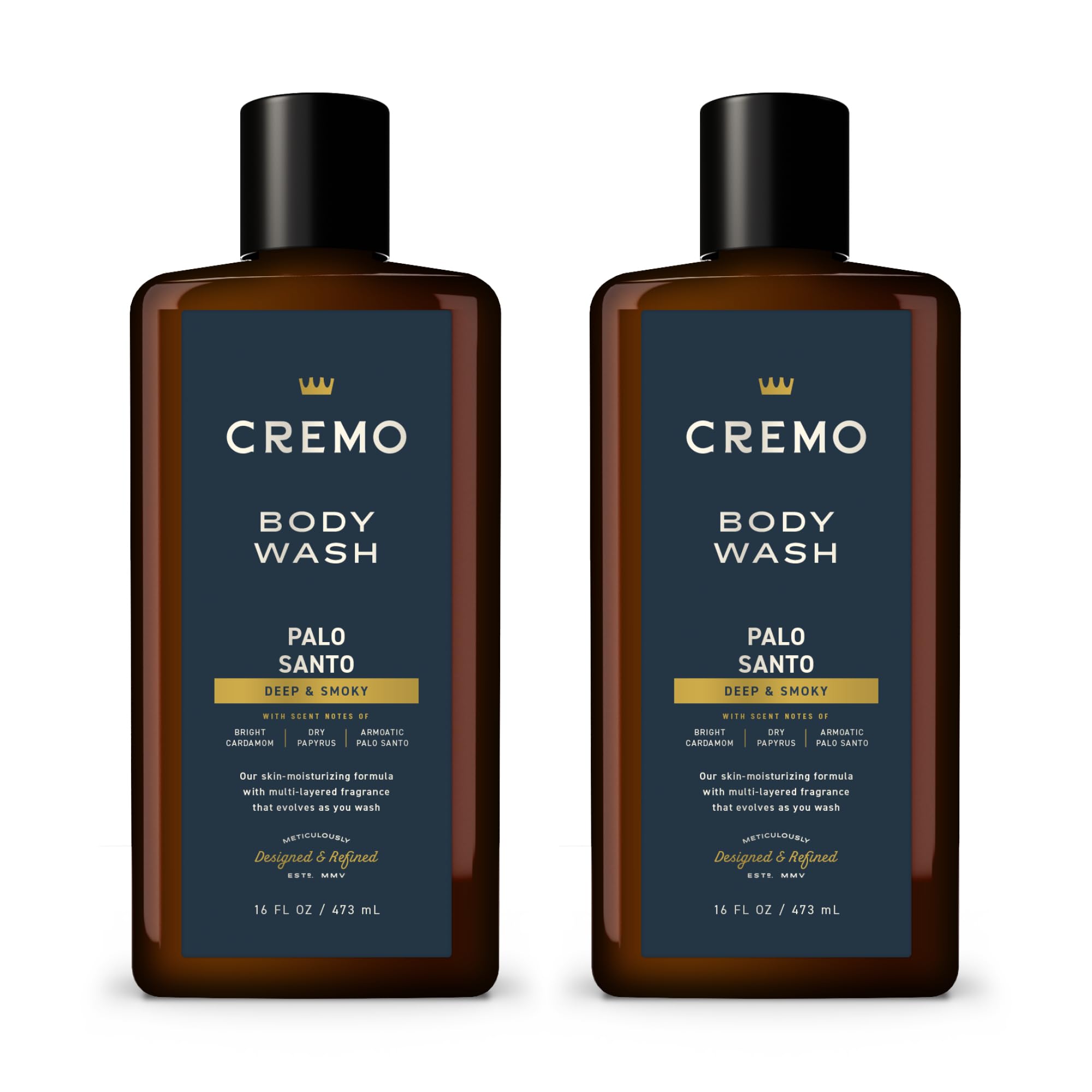 Cremo Rich-Lathering Palo Santo bottle shows premium scent and balanced hydration.