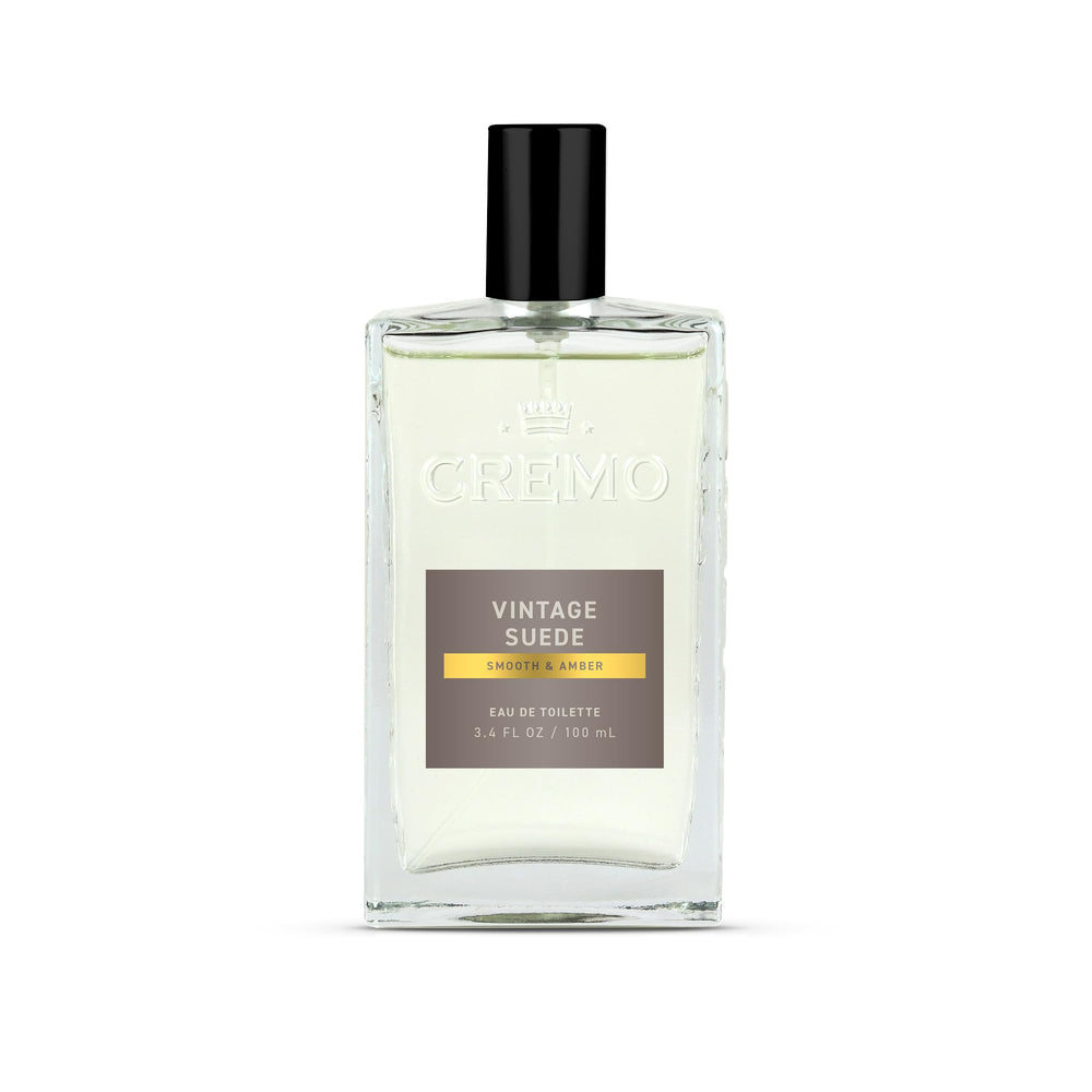 Cremo Vintage Suede bottle ready for daily wear and long-lasting aroma.