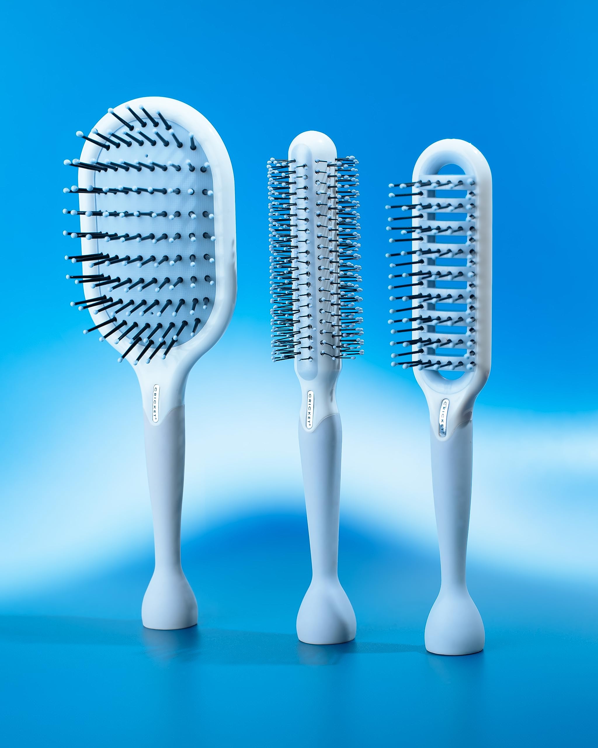 Cricket Friction Free Vent Brush used on wet hair for rapid styling.