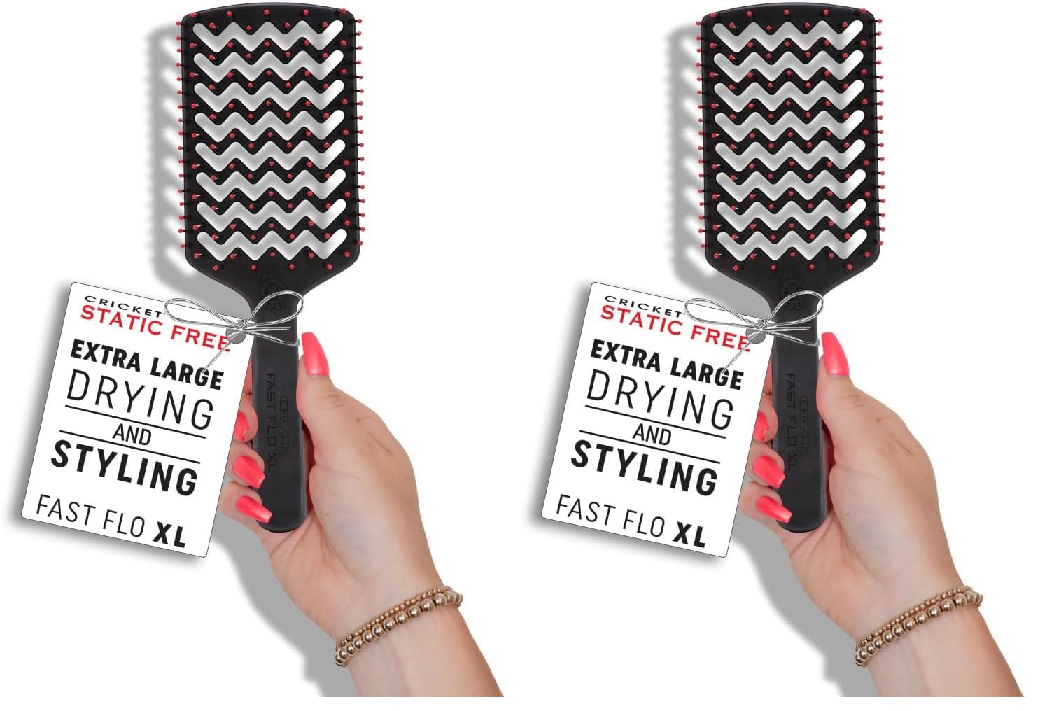 Cricket Static Free Fast Flo XL Vent Hair Brush Pack 2 for quick blow drying and detangling