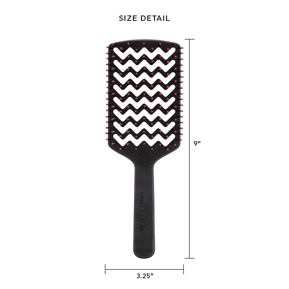 Cricket brush for styling and even airflow during hair care routine