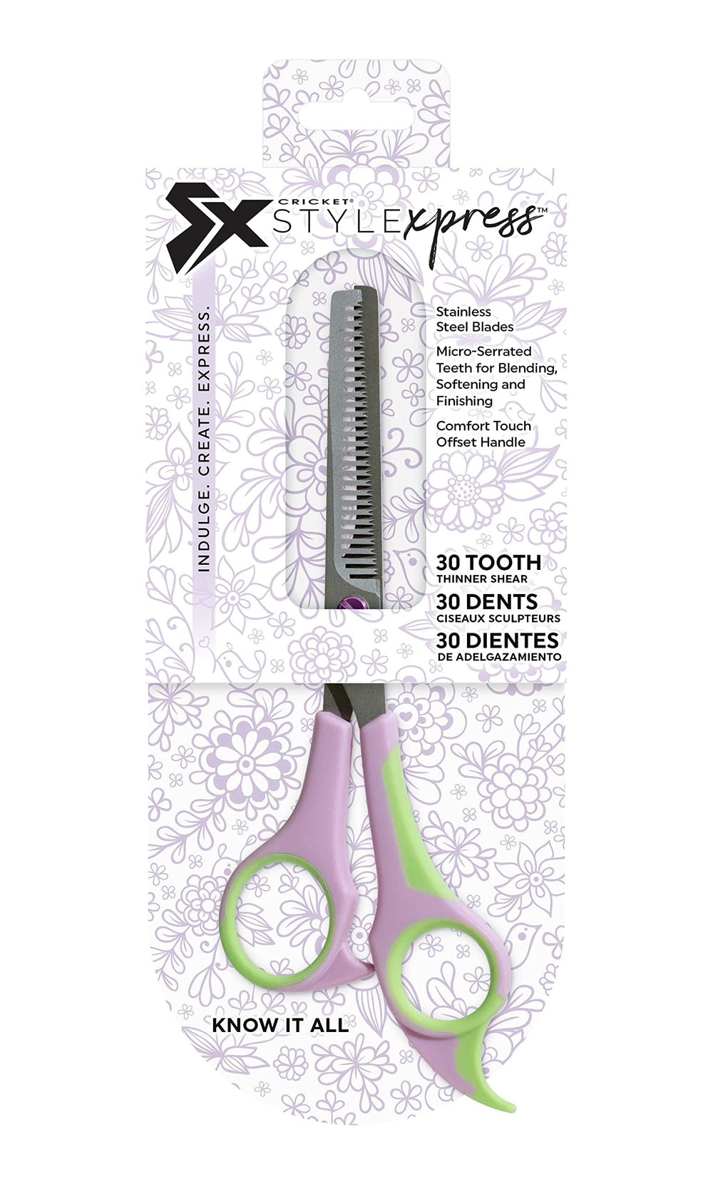 Cricket Style Xpress Know It All 30T thinner shears micro serrated teeth grip and control